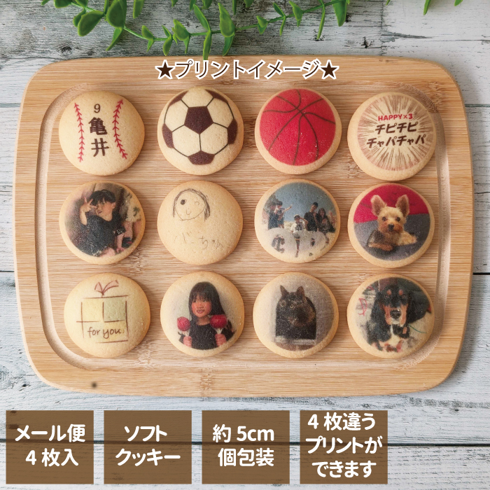 送料無料 オリジナル 名入れ ソフトクッキー4枚入り メール便発送